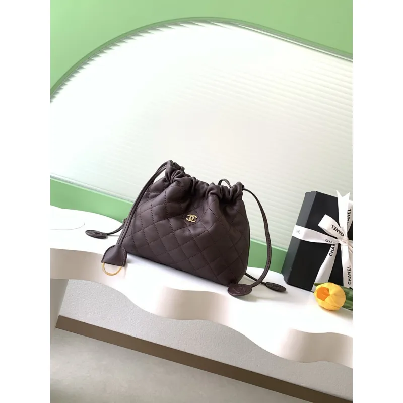 Chanel 26S Quilted Drawstring Bucket Bag, 17 x 22 x 8 cm #A63225