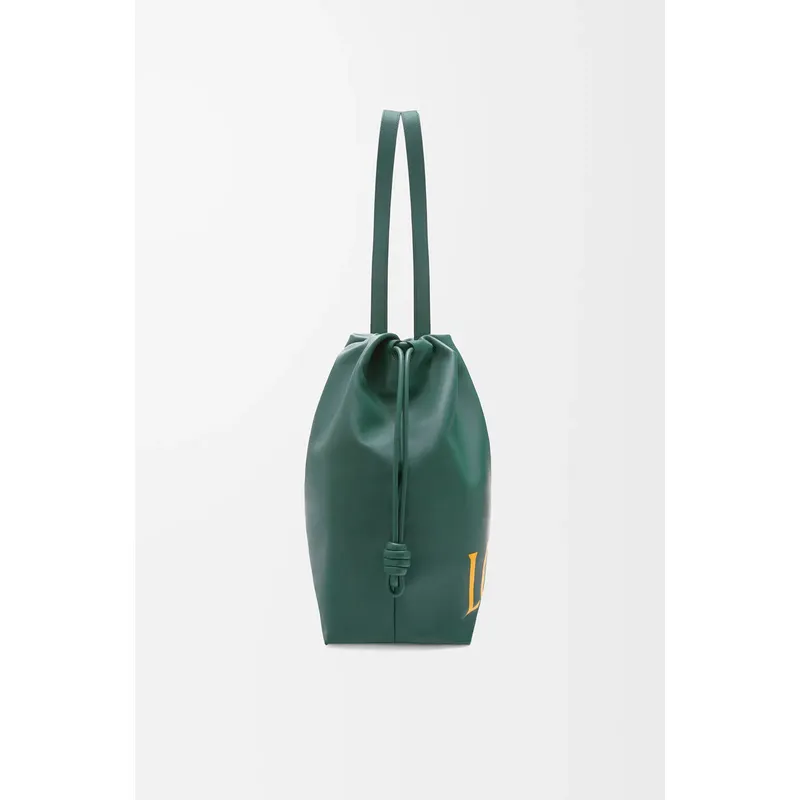 Loewe Green Leather Drawstring Tote Bag With Bold Branding For Chic Everyday Use #A50065
