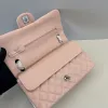 Authentic Chanel Classic Flap Bag in Light  Caviar Leather good Hardware  Wide 25cm #A54378
