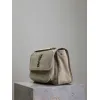 SAINT LAURENT Loulou Medium Shoulder Bag – Light Beige Suede with Chevron Quilt & Tone-On-Tone YSL Logo (Convertible Chain Strap) #A58775