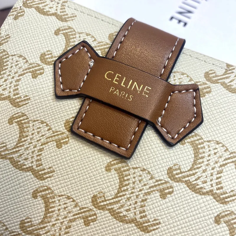 Celine Leather Wallet with Triomphe Closure #A46200