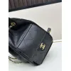 Small Hippie Backpack Drawstring Bucket Bag with Vintage Gold Coin Buttons and Diamond Pattern and Vintage Black and Gold Bag #A54522