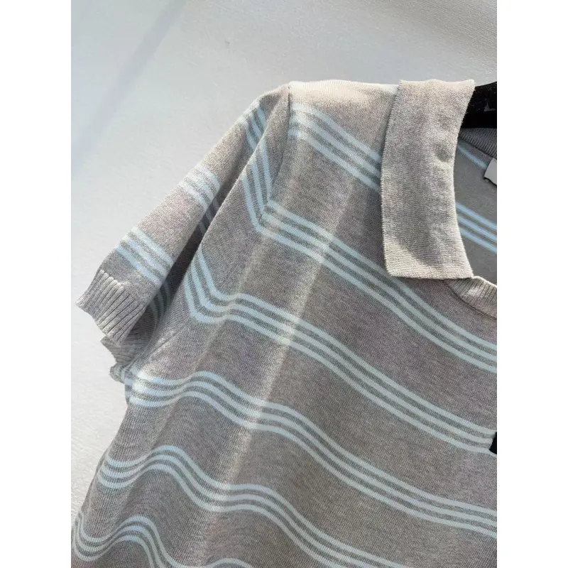 MIUMIU Monogram Knit Short Sleeve Crew Neck Blouse #A63661