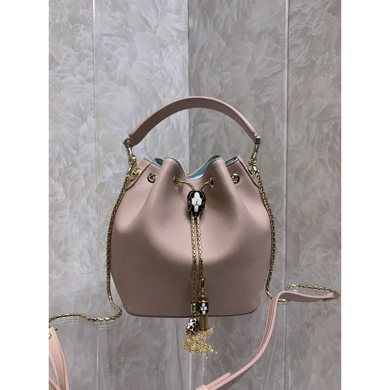 Bvlgari Serpenti Bucket Bag In Blush Leather With Iconic Detailing #A51661 Bvlgari Serpenti Bucket Bag In Blush Leather With Iconic Detailing #A51661