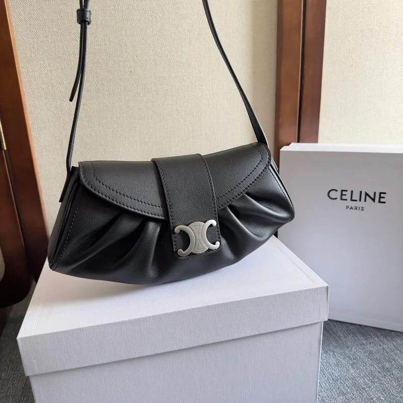 Celine Leather Polly - Neutrals Shoulder Bags, Handbags #A49257