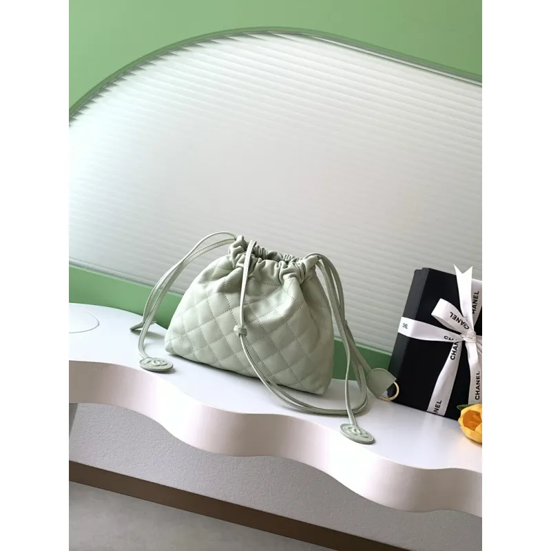 Chanel 26S Quilted Drawstring Bucket Bag, 17 x 22 x 8 cm #A63225
