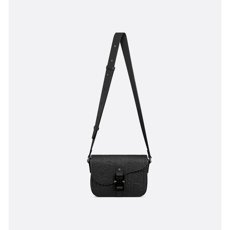 Black D-ior Messenger Bag With Embossed Patterns For Fashion Forward Looks size:23×18×6cm #A54116