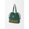 Loewe Green Leather Drawstring Tote Bag With Bold Branding For Chic Everyday Use #A50065