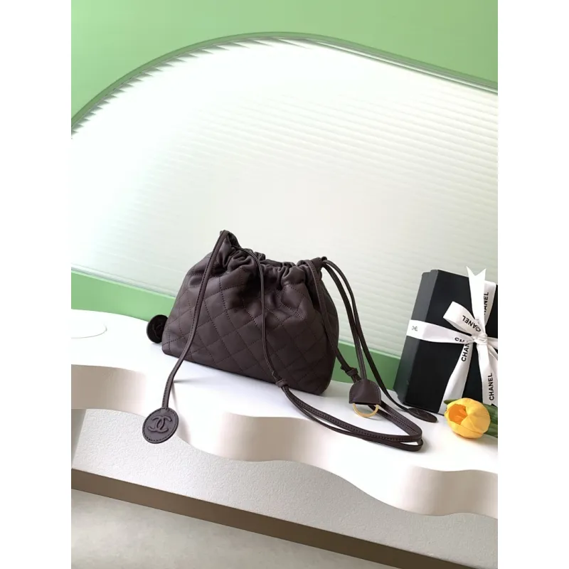 Chanel 26S Quilted Drawstring Bucket Bag, 17 x 22 x 8 cm #A63225