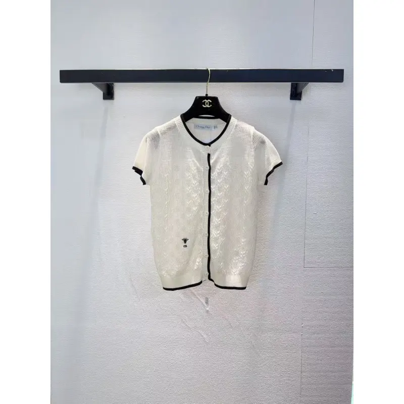 Dior Monogram Knit Short Sleeve Crew Neck Blouse #A63664