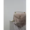 SAINT LAURENT Loulou Fringe Medium Shoulder Bag – Dusty Beige Suede with Chevron Quilt & Gold YSL Logo (Convertible Chain Strap) #A58779
