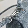 Balenciaga Hourglass Denim Handbag Silver B Logo 23x10x24cm #A64967