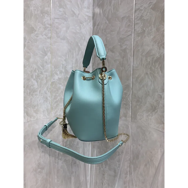 Bvlgari Serpenti Bucket Bag In Blush Leather With Iconic Detailing #A51661 Bvlgari Serpenti Bucket Bag In Blush Leather With Iconic Detailing #A51661