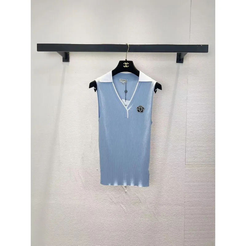 Chanel Monogram Knit Short Sleeve Crew Neck Blouse #A63660