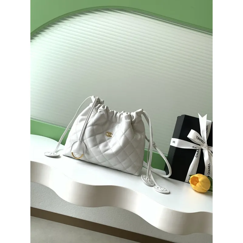 Chanel 26S Quilted Drawstring Bucket Bag, 17 x 22 x 8 cm #A63225