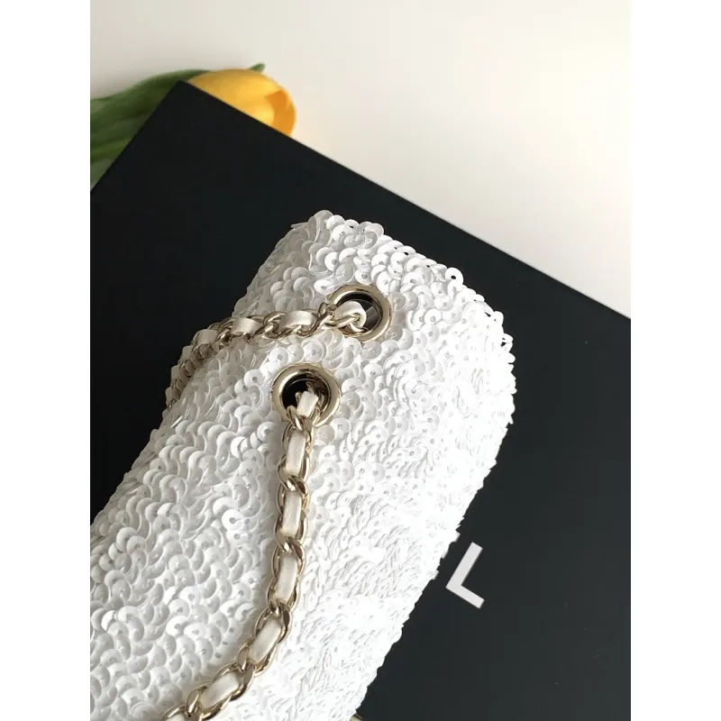 Chanel Classic Flap Tweed Chain Shoulder Bag 14-21-8cm #A63818