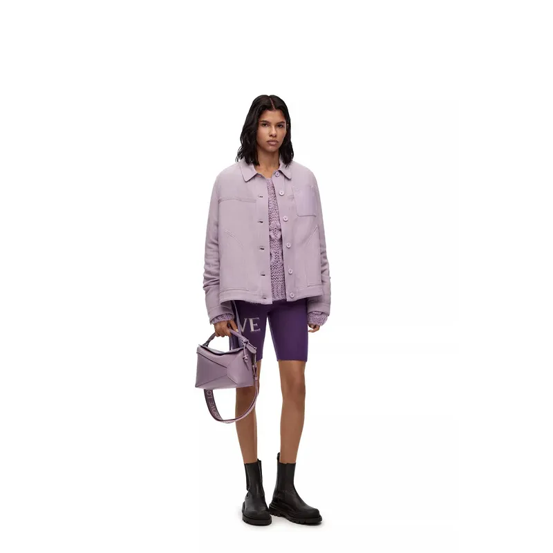 Loewe Puzzle Bag In Soft Lavender Leather With Branded Strap And Geometric Design #A50220