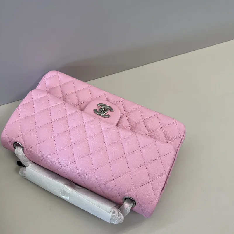 Authentic Chanel Classic Flap Bag in Light  Caviar Leather good Hardware  Wide 25cm #A54376