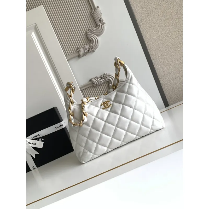 Chanel 4923 Quilted Hobo Bag in Crinkled Lambskin Size 32x30x12CM #A62915