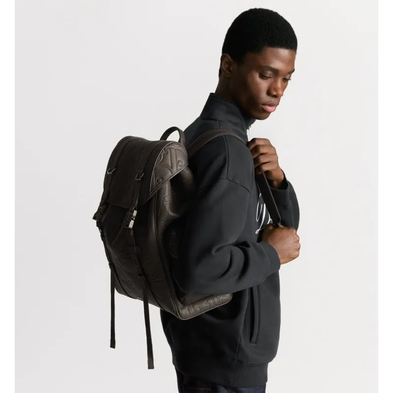 D-ior Mens Grey Embossed Leather Backpack with Signature Hardware - Luxury Fashion for Urban & Travel Essentials A205 #A57316 D-ior Mens Grey Embossed Leather Backpack with Signature Hardware - Luxury Fashion for Urban & Travel Essentials A205 #A57316