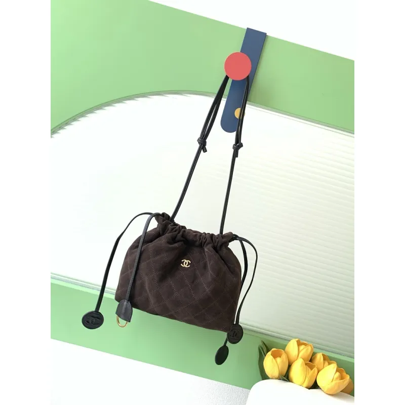 Chanel 26S Quilted Drawstring Bucket Bag, 17 x 22 x 8 cm #A63221