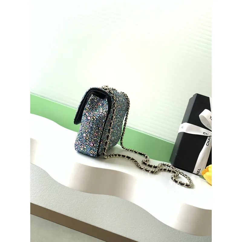 2026 Chanel Evening Bag  Dark Gray  Colorful Rhinestones  Luxurious  Stylish for Formal Events #A60146