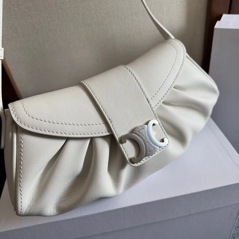 Celine Leather Polly - Neutrals Shoulder Bags, Handbags #A49257