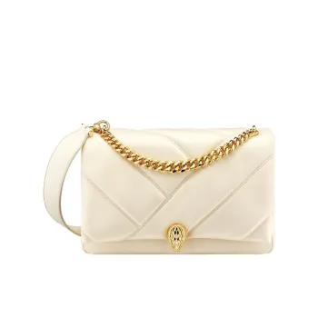 Bvlgari Serpenti Diamond Blast Shoulder Bag In Creamy White Leather For Luxury Style #A51665