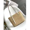 LOEWE Straw Tote Bag With White Leather Logo Patch And Dual Handles size:30×21×11cm #A54072