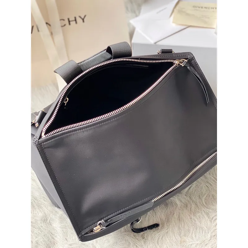 Givenchy Black Leather Top Handle Bag With Logo Webbing Strap #A52352