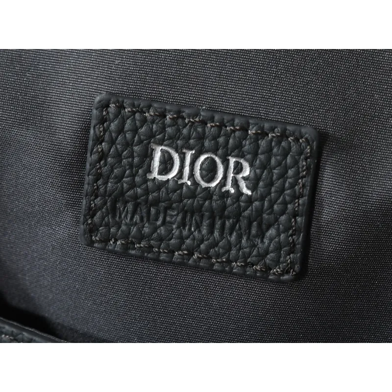 D-ior Mens Grey Oblique Canvas & Grained Leather Backpack - Stylish Luxury for Daily & Travel Use H870 #A57315