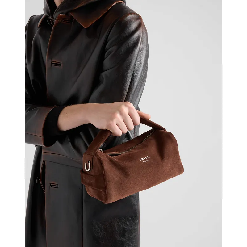 Chic Prada Barrel Bags In Suede And Leather For Fashion - Forward Styling #A49961