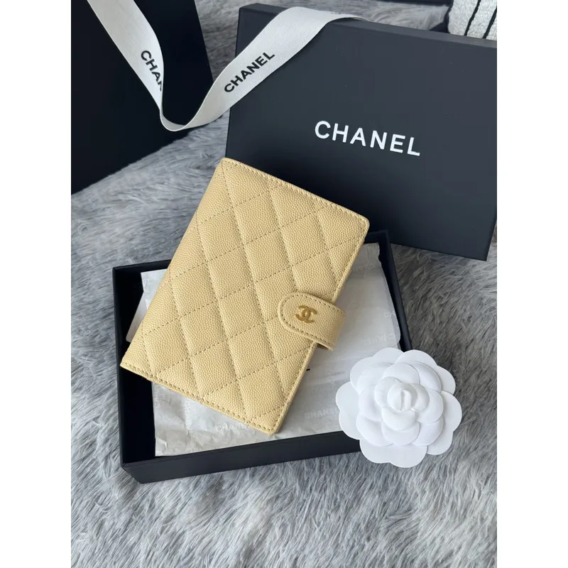 Chanel Quilted Caviar Leather Passport Holder In Blush Pink With Signature CC Turnlock #A50709