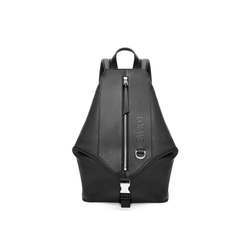 Loewe Black Leather Backpack With Distinctive Zipper And Branding For Modern Urban Style #A50064