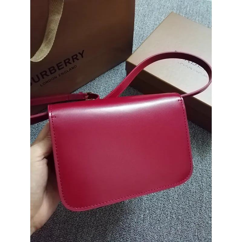 Burberry Red Leather Crossbody Bag With Iconic Gold TB Hardware #A51002 Burberry Red Leather Crossbody Bag With Iconic Gold TB Hardware #A51002
