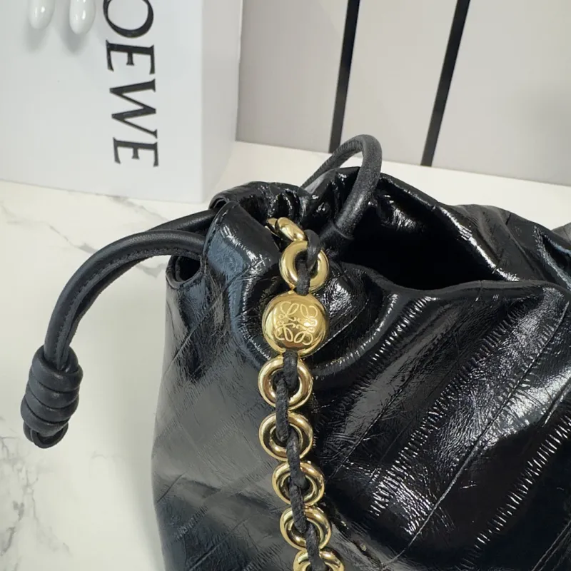 Loewe Flamenco Purse Croc-Effect Leather Shoulder Bag, 30 x 10.5 x 20 cm #A63233