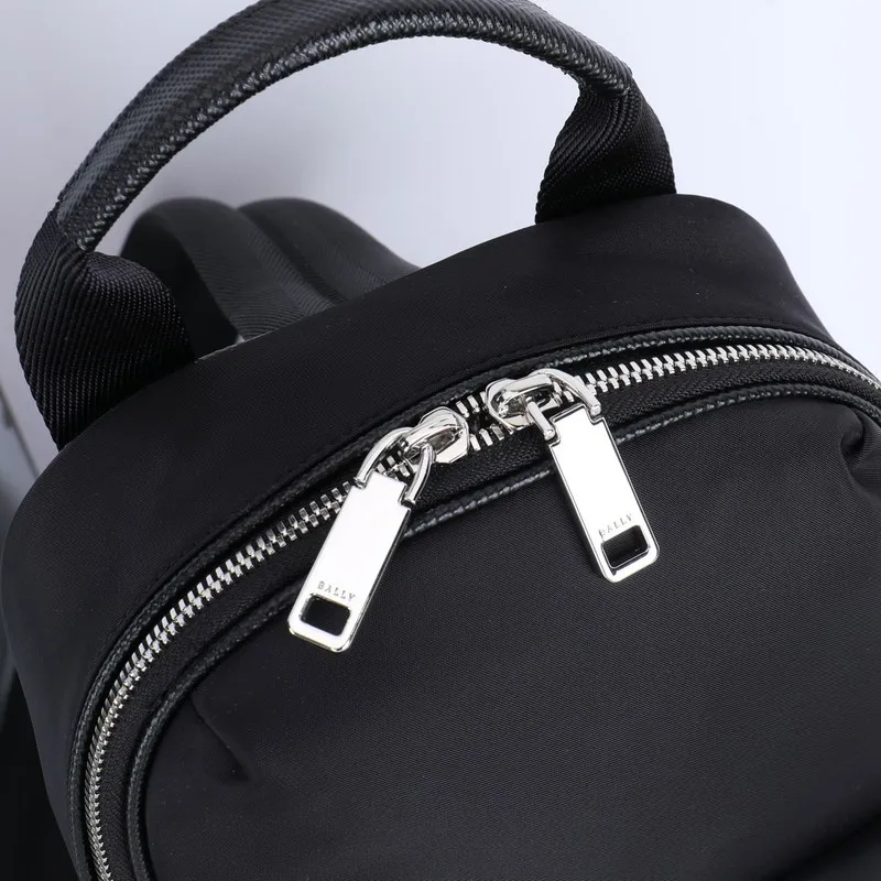 Bally Black Nylon Backpack With Signature Stripe For Urban Style And Functionality #A51674