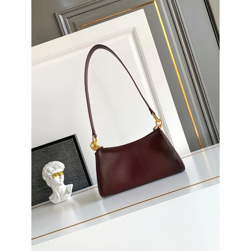 Prada Cleo Shoulder Bag (4 Colors) – Brown/Navy/Black/White Saffiano Leather with Gold-Tone Chain Strap #A59176