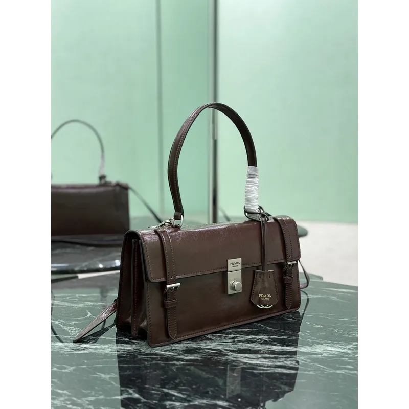 Prada Leather Handbag With Structured Design And Signature Hardware #A51644