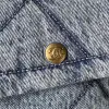 Chanel Womens Denim Tote Bag - Quilted Design, Light Blue Denim Fabric, Gold-Tone CC Logo & Chain Strap with Lock Detail, Spacious Luxury Handbag with Functional Pockets #A56747