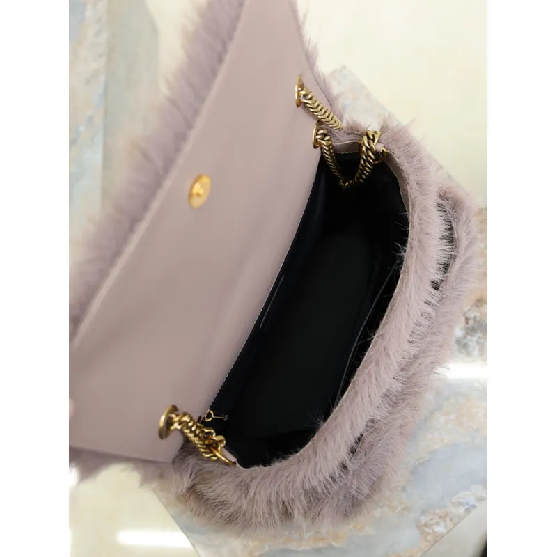 SAINT LAURENT Loulou Medium Shoulder Bag – Light Beige Suede with Chevron Quilt & Tone-On-Tone YSL Logo (Convertible Chain Strap) #A58776