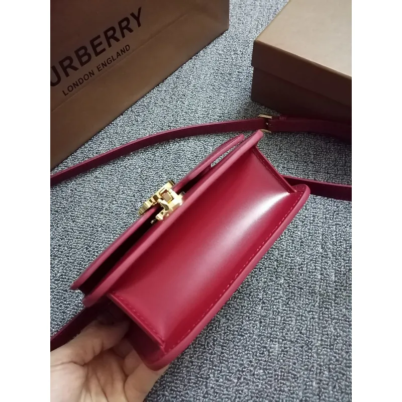 Burberry Red Leather Crossbody Bag With Iconic Gold TB Hardware #A51002 Burberry Red Leather Crossbody Bag With Iconic Gold TB Hardware #A51002