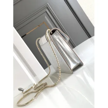 Bvlgari Serpenti Metallic Silver Crossbody Bag With Iconic Motif #A51655
