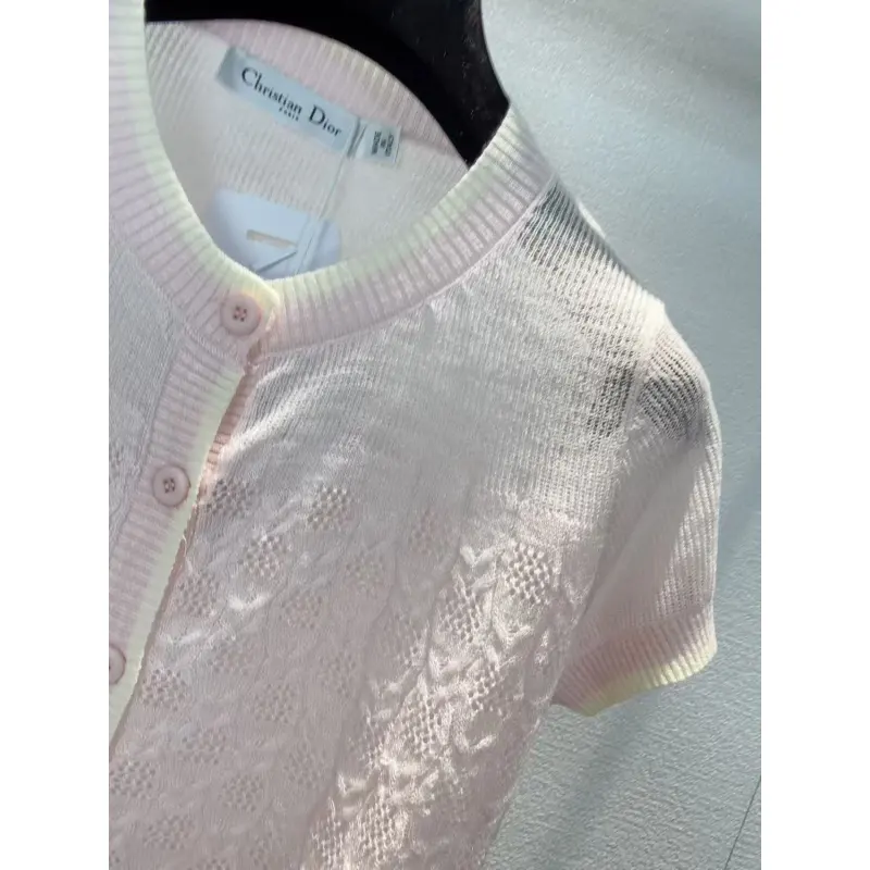 Dior Monogram Knit Short Sleeve Crew Neck Blouse #A63664