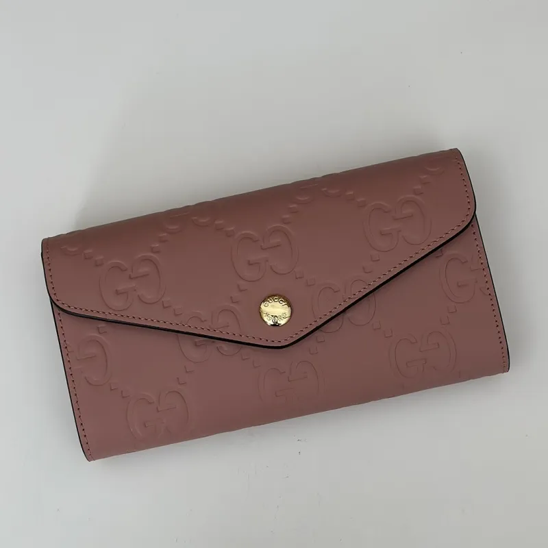Gucci GG Embossed Leather Envelope Continental Wallet 19×10×3.5cm #A65013