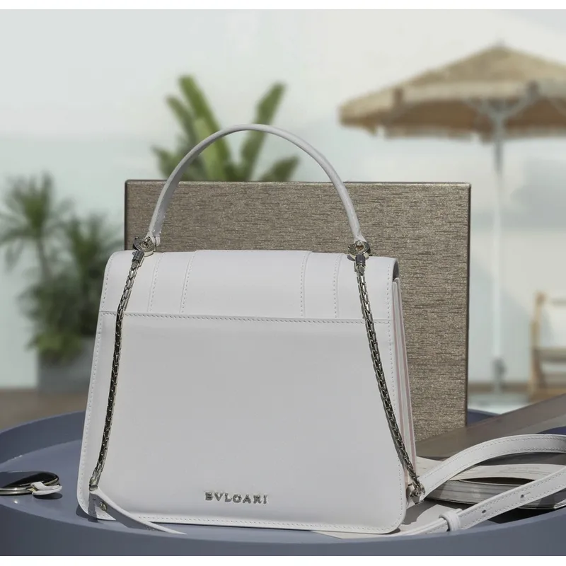 Bvlgari Serpenti Forever Top Handle Bag In White Leather For Timeless Luxury #A51666