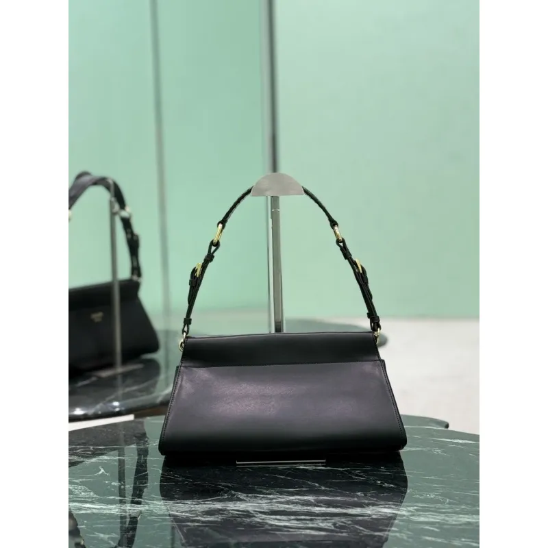 Prada Black Leather Shoulder Bag 1BC262 #A55688