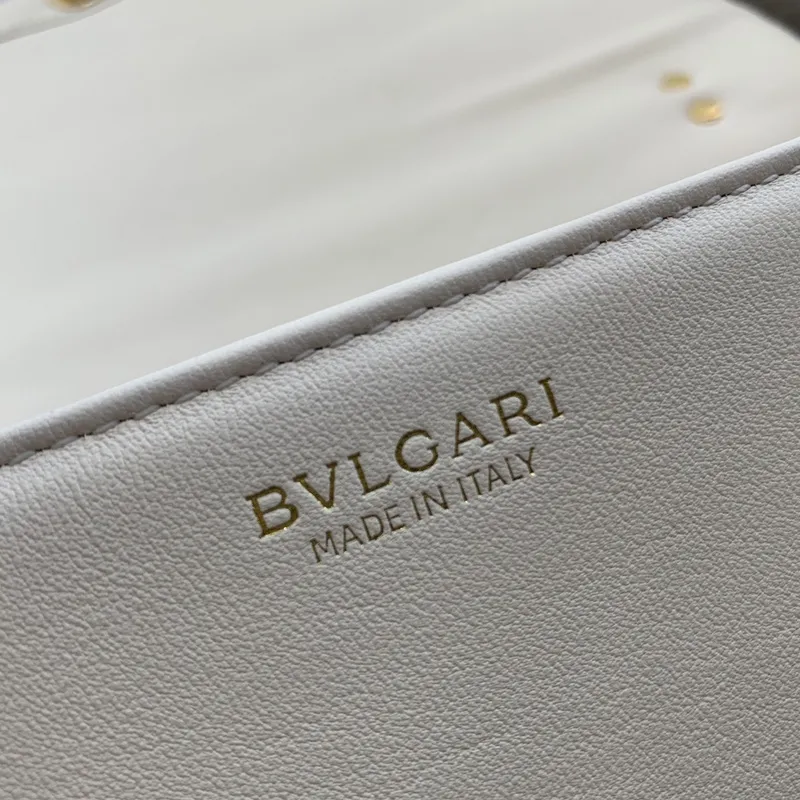 Bvlgari Serpenti Diamond Blast Shoulder Bag In Creamy White Leather For Luxury Style #A51665