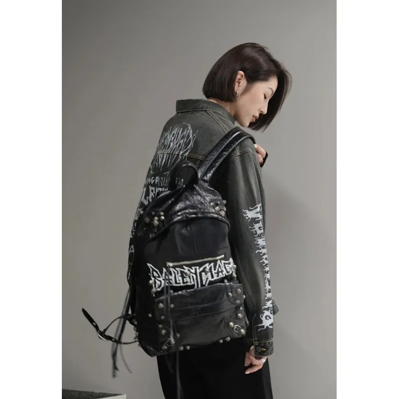 Balenciaga 188024 Le Cagole Backpack in Cracked Lambskin Size 35x46x18CM #A62924