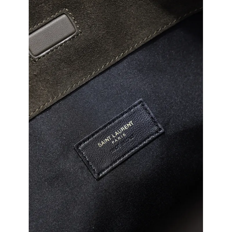 Saint Laurent 844346 Niki Series Suede Bucket Bag - Dark Brown with LE CASSANDRE Logo #A59503 Saint Laurent 844346 Niki Series Suede Bucket Bag - Dark Brown with LE CASSANDRE Logo #A59503